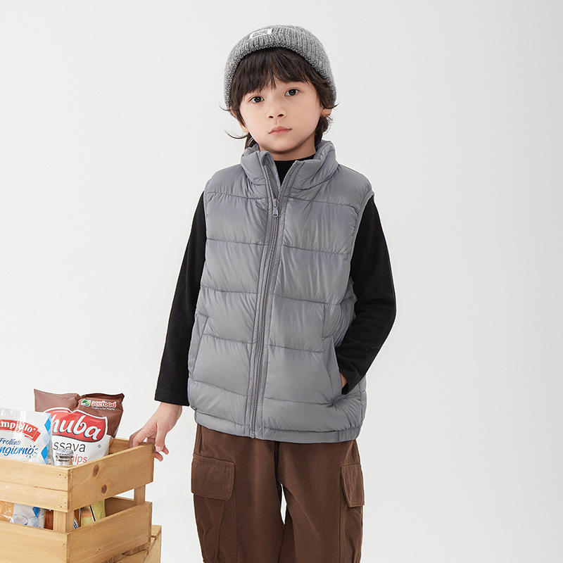 White Duck down Kidsren's down Vest Outer Wear 2024 Autumn and Winter New Style Small and Medium-Sized Kidsren's Baby Vest Warm Thickeneded Vest