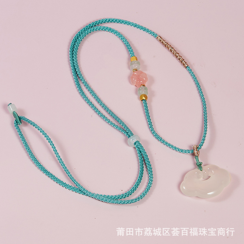 Natural Chalcedony Agate High Ice Ruyi Lucky Cloud Lock New Chinese Hanfu Wreath Necklace Pendant Women's Jade Pendant Gift