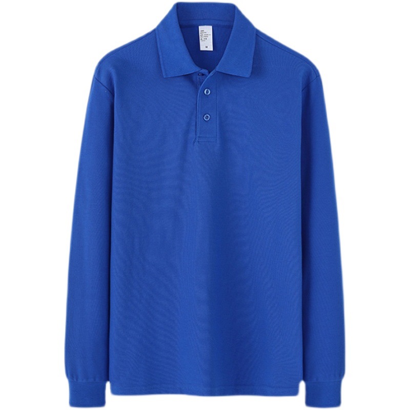 2025 Spring and Autumn Pure Cotton Polo Shirt Long Sleeve Men's Loose Lapel T-Shirt Long Sleeve Summer Polo Shirt Solid Color Work Wear