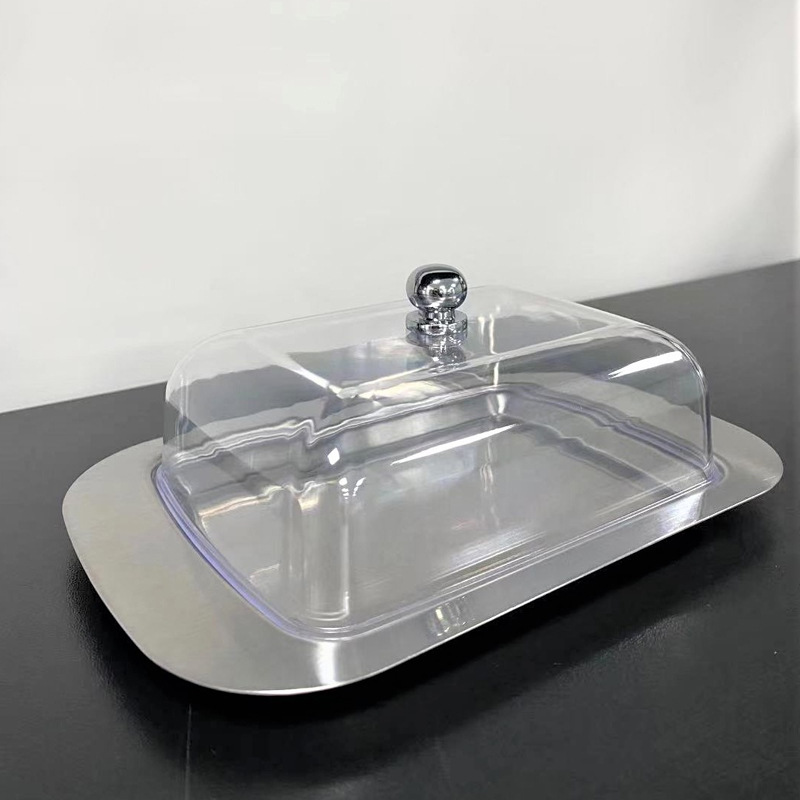 Factory Spot Stainless Steel Butter Box Snack Cheese Cheese Bread Pastry Creative Butter Storage Box with Lid
