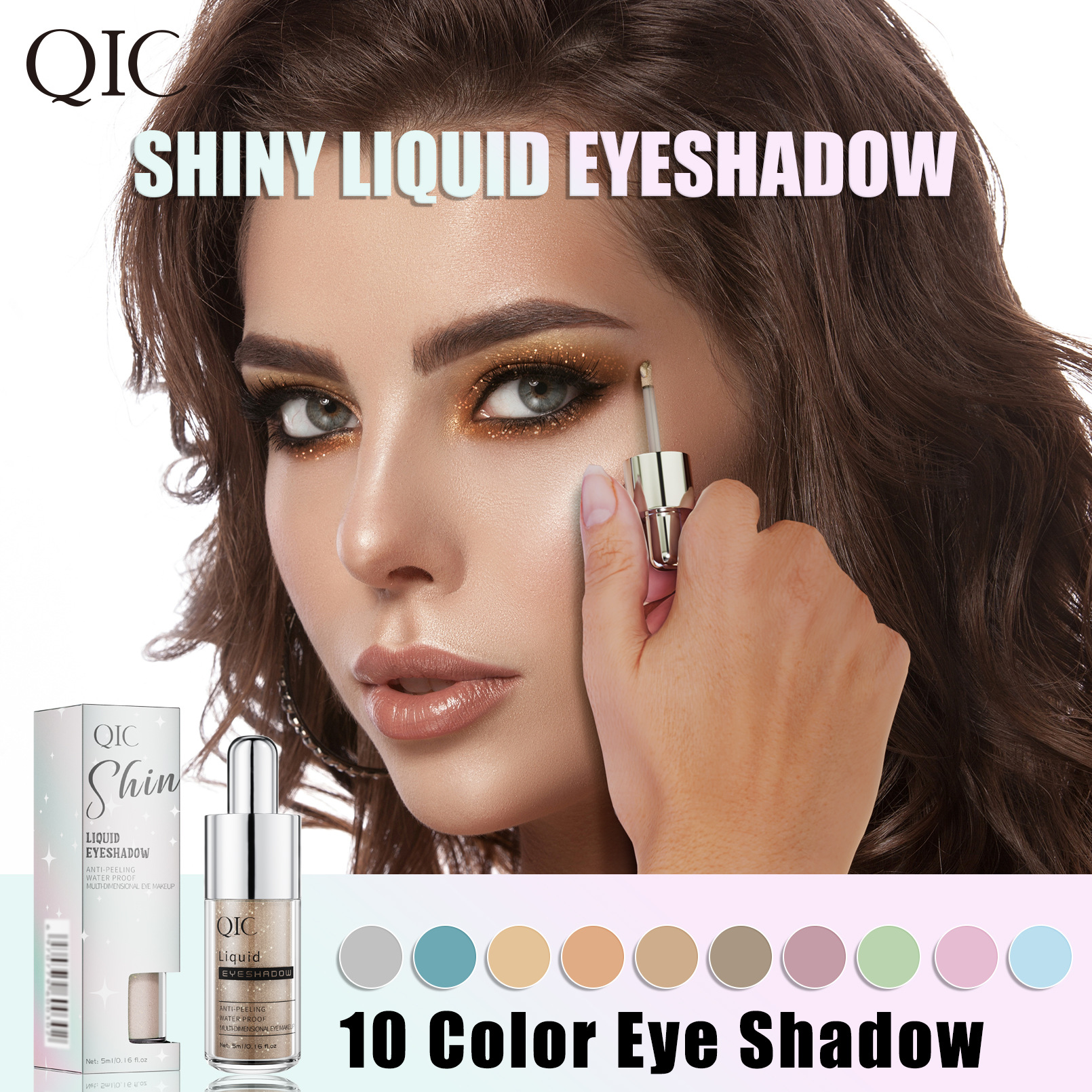 Qic Liquid Eye Shadow High-Gloss Multi-Color Pearlescent Liquid Colorful Eye Shadow Colorful Liquid Eye Shadow Cross-Border Makeup Wholesale
