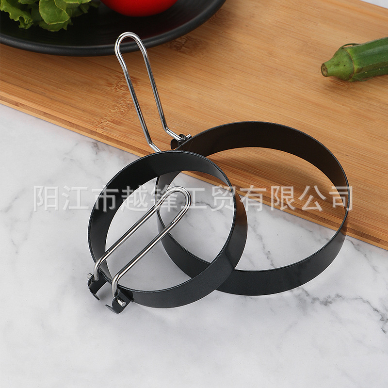 Creative Egg Mold Stainless Steel Omelette Ring Kitchen Baking Silicone Handle Round Omelette Mold