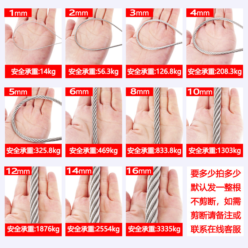 304 stainless steel wire rope manufacturers plastic clothesline power cableway Marine lifting dung scraping stainless steel wire rope