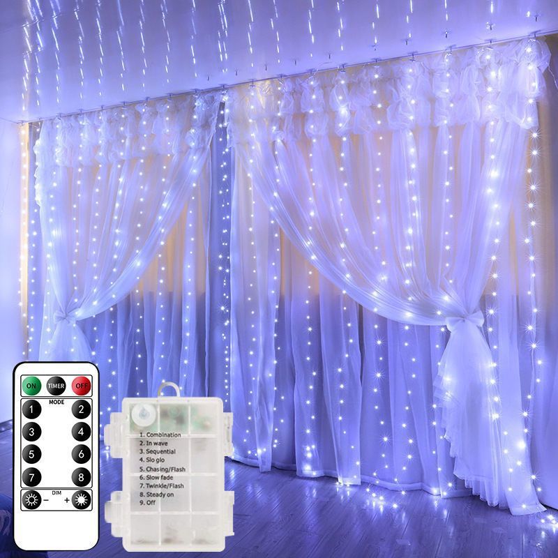 Internet red curtain colored lights battery remote control waterfall lights anchor background floating window atmosphere lights bedroom sky star lights