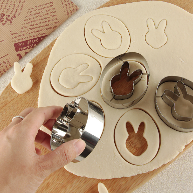 Easter two-in-one stainless steel DIY cookie mold cartoon animal cookies cookie mold cutting mold for kitchen
