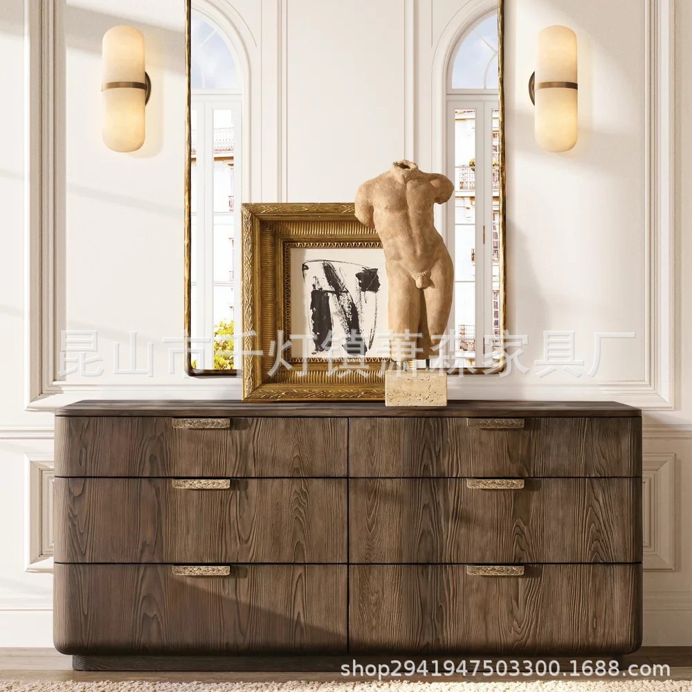 American-Style Solid Wood Bed, Vintage Double Bed for Master Bedroom, 1.8m French-Style Vintage, 1.5m Upholstered Home Rh Furniture Customization