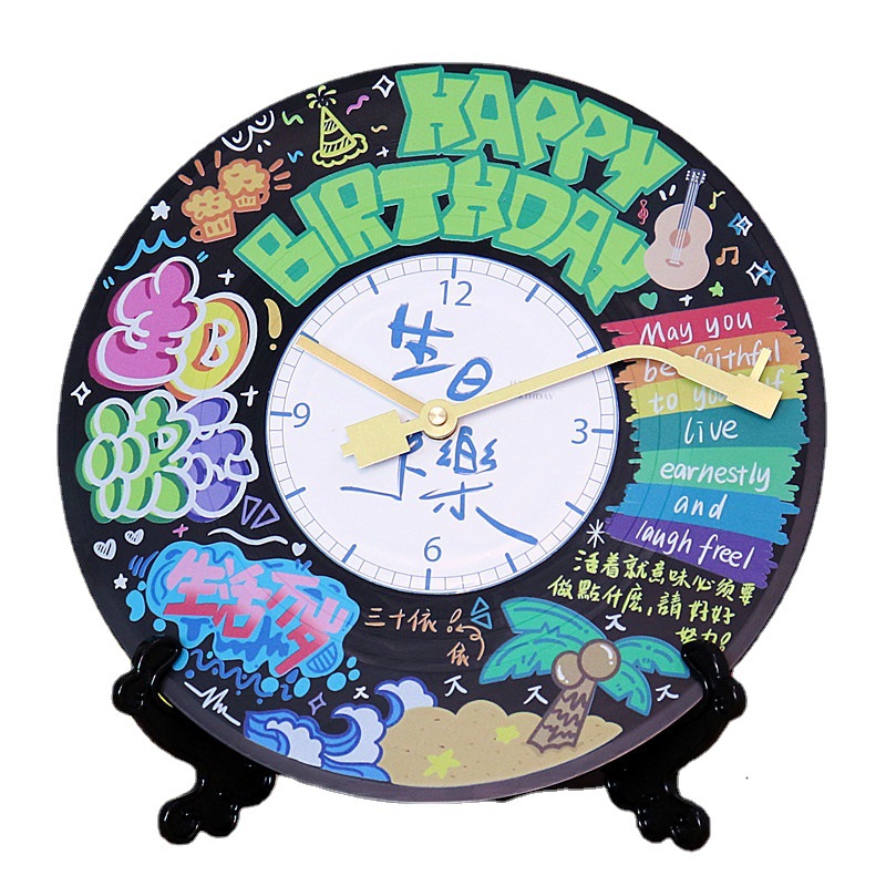 Factory graffiti vinyl diy decorative wall clock birthday gift box packaging creative living room clock ornaments