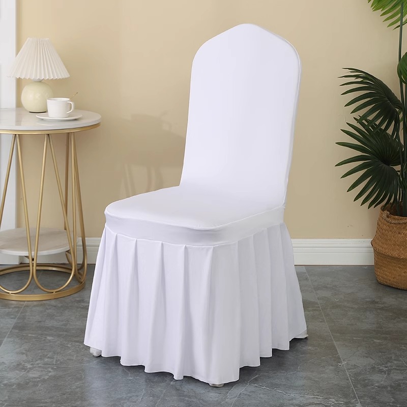 Pleated Skirt Chair Cover Hotel Universal Wedding Banquet Elastic Chair Cover Meeting Wedding Stool All-inclusive