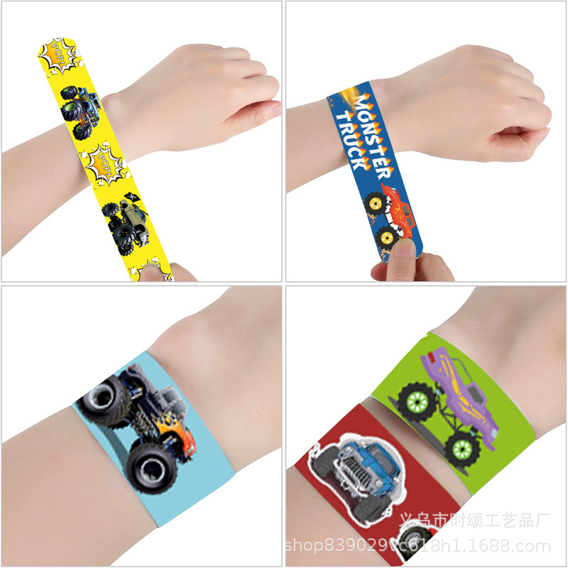 Amazon Cross-Border Cartoon Monster Truck Snap Ring Bracelet Children's Toy Decorative Truck Racing Snap Ring