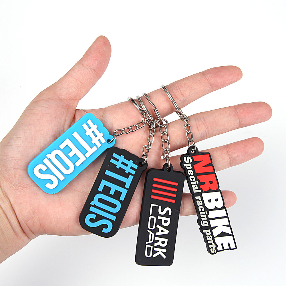 Cross-Border Pvc Soft Rubber Keychain Factory Customized Flat Printing Stereo Graphics Double-Sided Glue Key Pendant