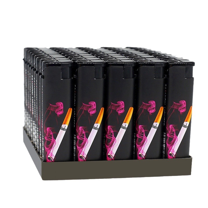 Convenience store supermarket electronic windproof lighter wholesale personality bag drawing paper household windproof lighter straight into the trend