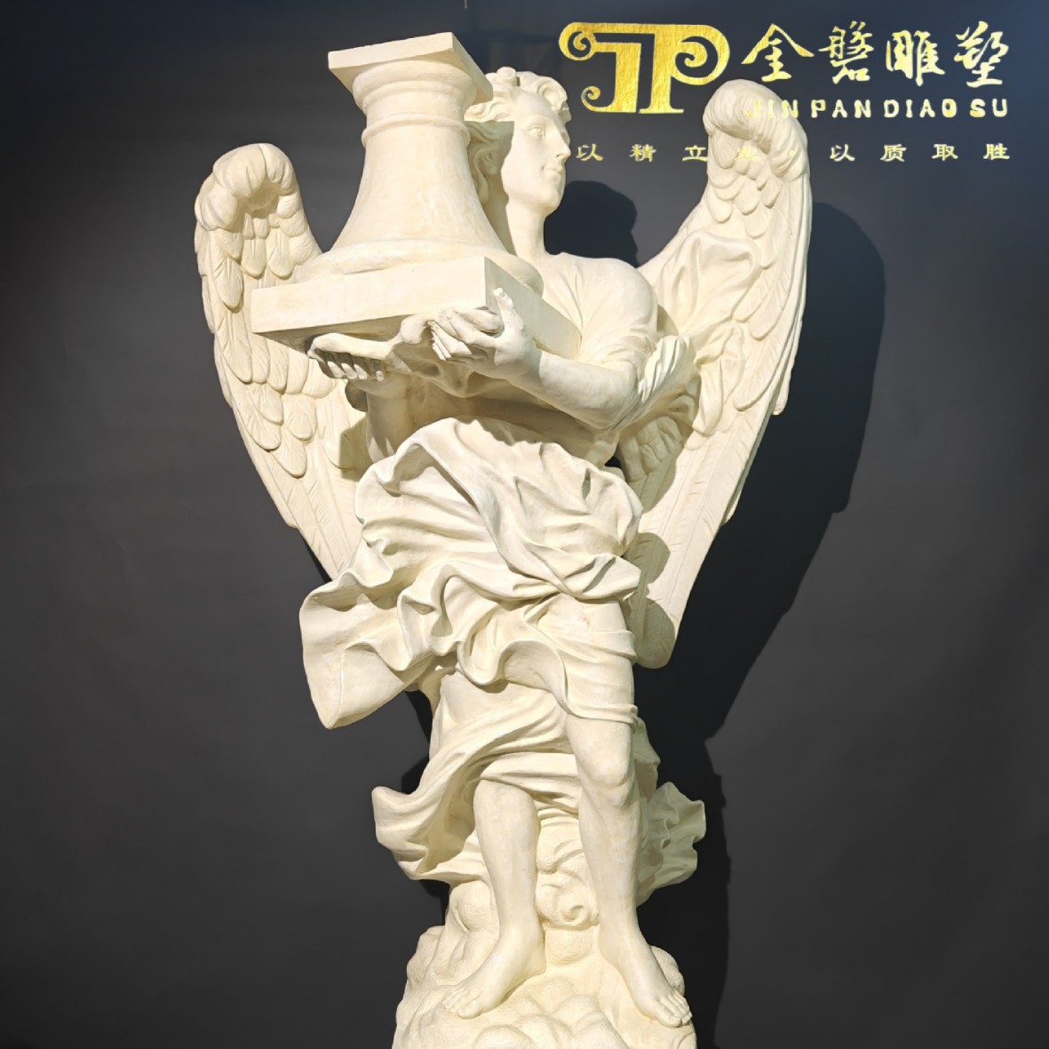 Large Western Mythological Figure Sculpture White Jade Stone Sculpture Figure Garden Square Landscape European Style Figure Ornaments