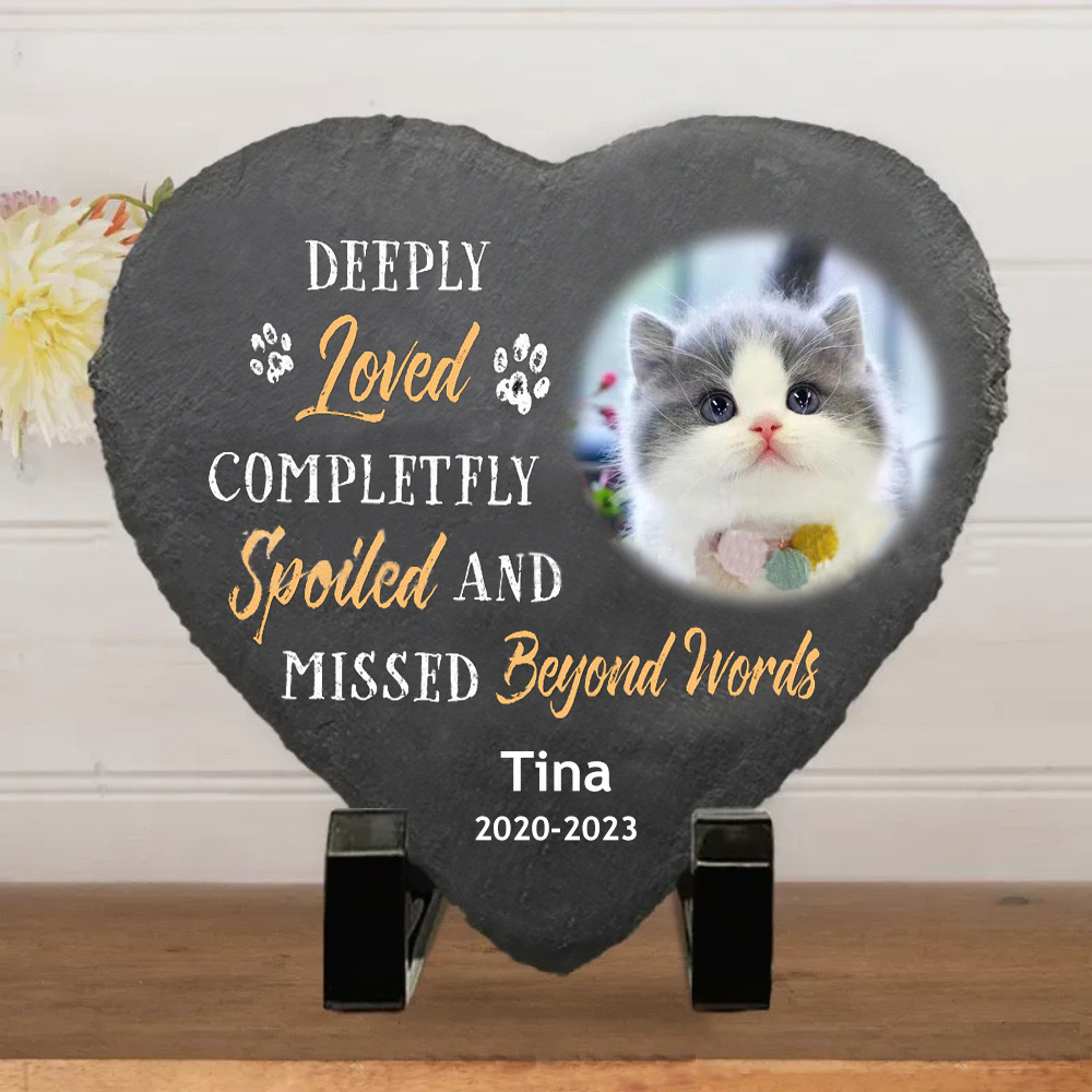 Amazon Cross-border Pet Birthday Commemorative Ornaments DIY Color Printing Heart-shaped Stone Home Small Ornaments Creative Slate Painting