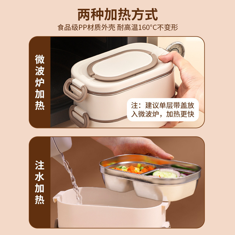 Multi-Layer Insulated Lunch Box for Office Workers and Students, Microwaveable, Large-Capacity Lunch Box with Rice Bucket