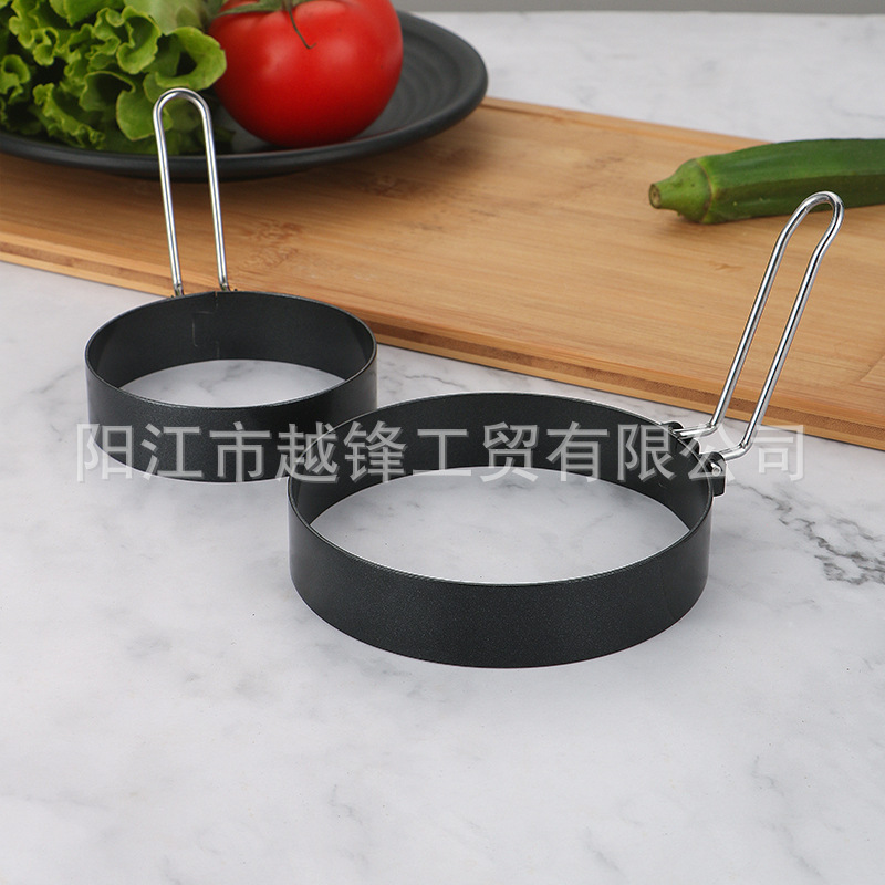 Creative Egg Mold Stainless Steel Omelette Ring Kitchen Baking Silicone Handle Round Omelette Mold
