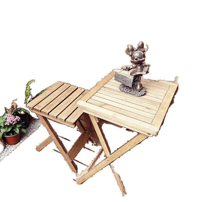 Balcony Folding Table and Chairs, Leisure Tea Table, Small Apartment Three-Piece Set, Trendy One Table and Two Chairs, Solid Wood Small