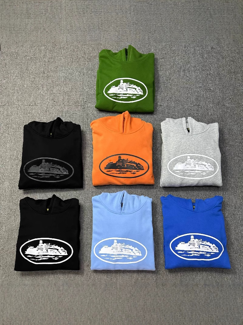 Cross-border high quality Corteiz Alcatraz Island fleece-lined Hooded Sweats Fashion Simple All-match Sports Couple suit