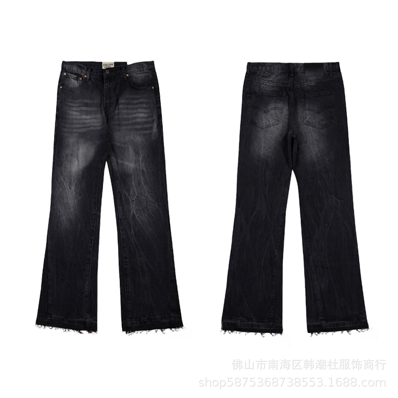 high quality European and American New Gallery Washed Black Blue Stitching Jeans Men's and Women's Trousers Shorts
