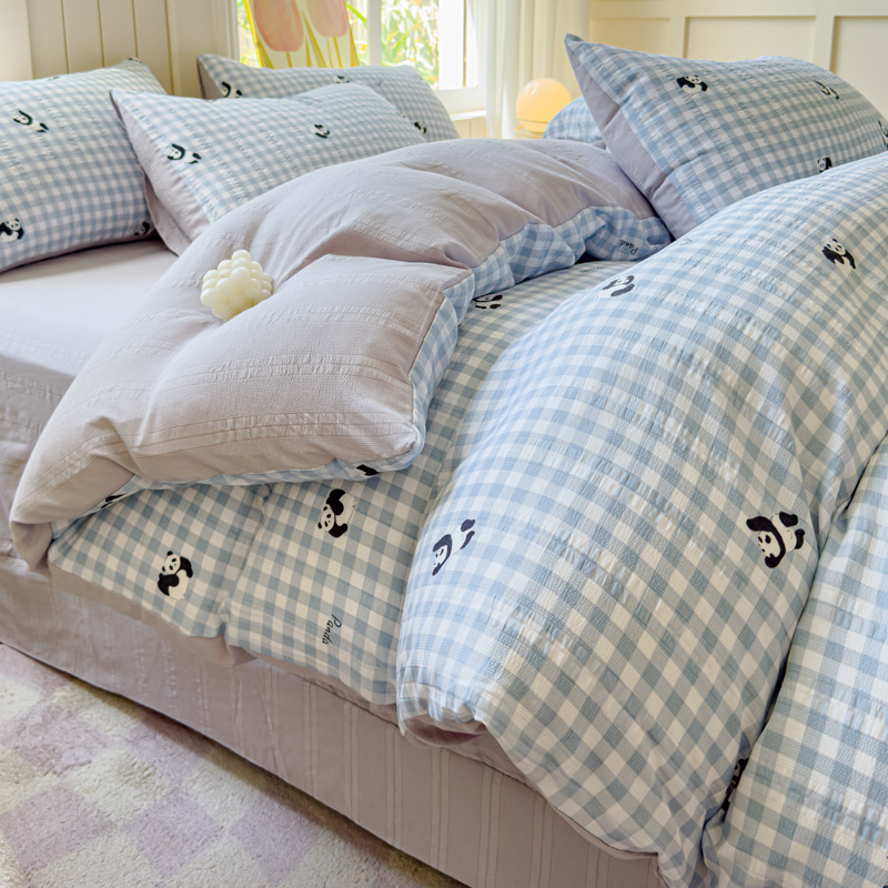 Комплект постельного белья из жаккардового облачного хлопка, четырехпредметный, для студентов, с простыней и пододеяльником