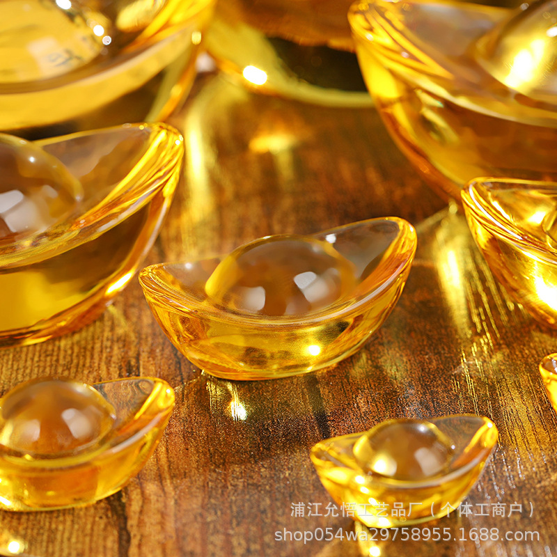 Glass Small Ingot Wholesale Large Citrine Ingot Gifts to Attract Wealth Home Decoration Ornaments Crystal Small Ingot