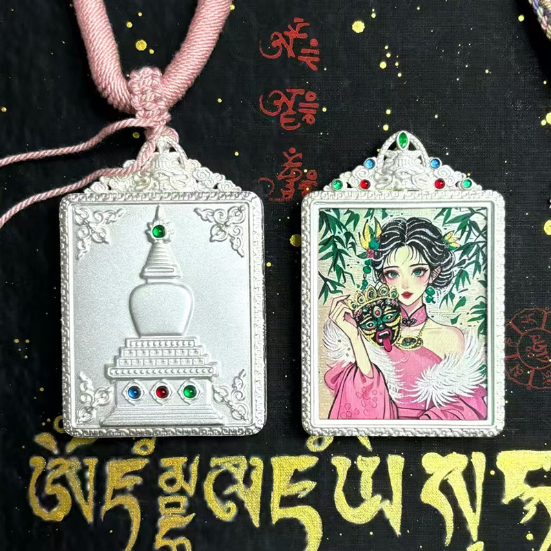 High-End New Xizang Style Wutai Mountain Pagoda Zakhila Ram Thangka Gawa Box Copper Shell Pendant Wholesale Thai Buddha Amulet