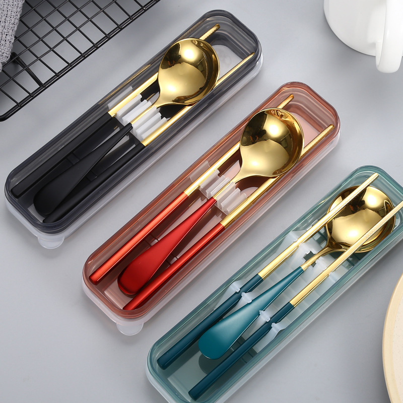 Creative Plastic Transparent Portable Cutlery Box Student Travel Outing Cutlery Box Cutlery Box Chopsticks Straw Box Empty Box