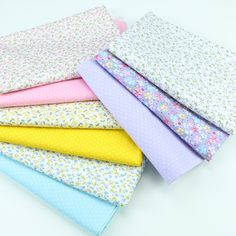 Water Jade dot beautiful small leaves floral cotton twill printed cloth home textile four-piece set fabric factory direct sales