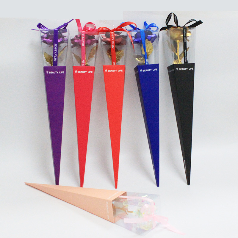 24K золотая фольга цветок цветная золотая роза факельная коробка одиночный букет 520 Цици фестиваль подарок на День учителя