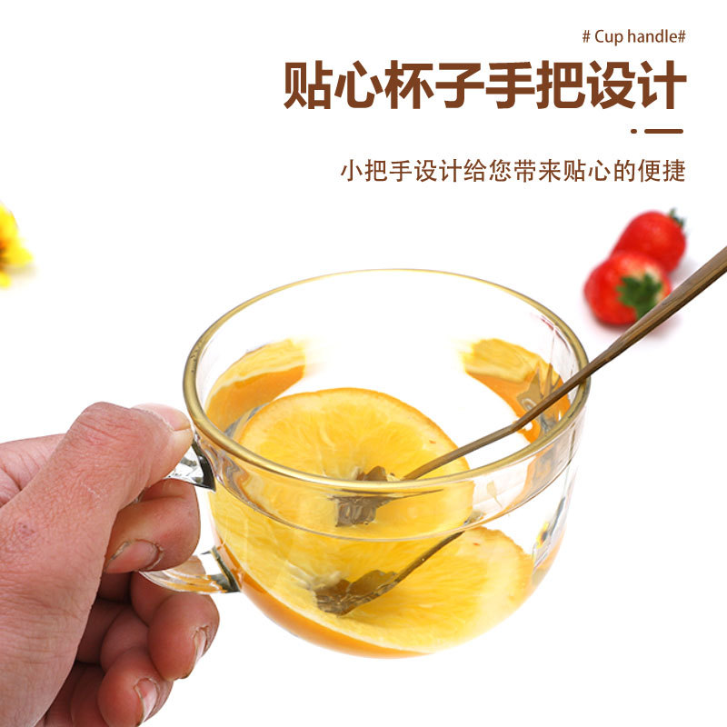 Handle Breakfast Cup Glass Oatmeal Cup Ins Style Milk Coffee Juice with Handle Lotus Root Powder Kudzu Powder Cup Logo