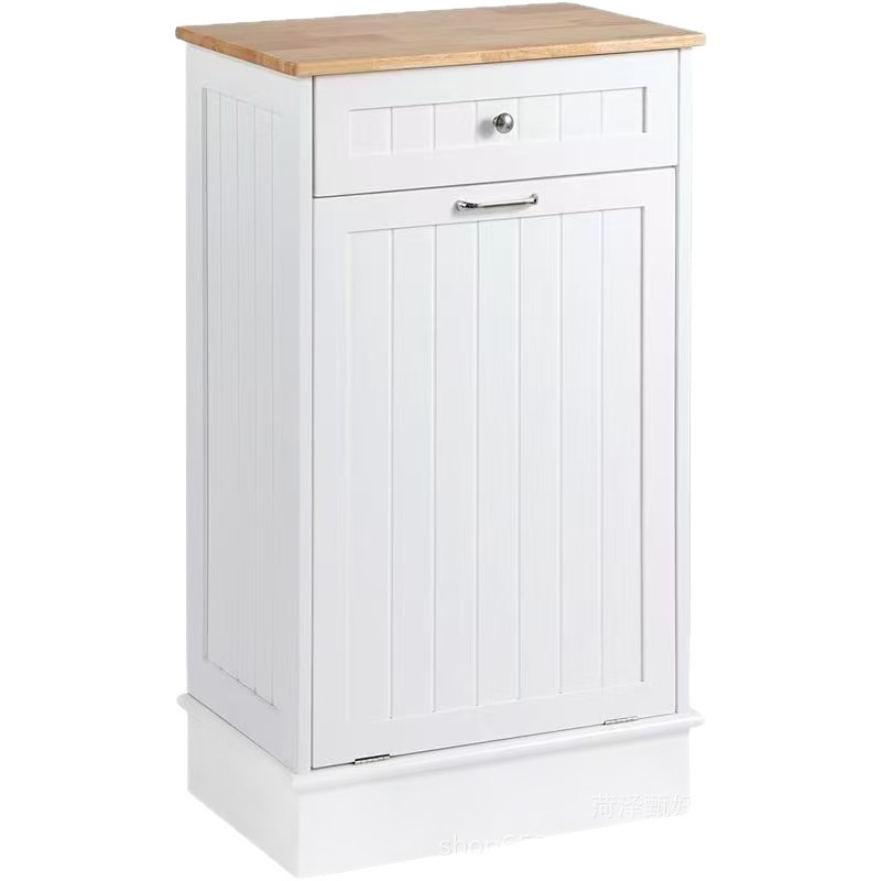 Simple Wooden Hidden Kitchen Trash Can Cabinet, Inclined Trash Cabinet, Bathroom Towel Trash Wooden Storage Cabinet