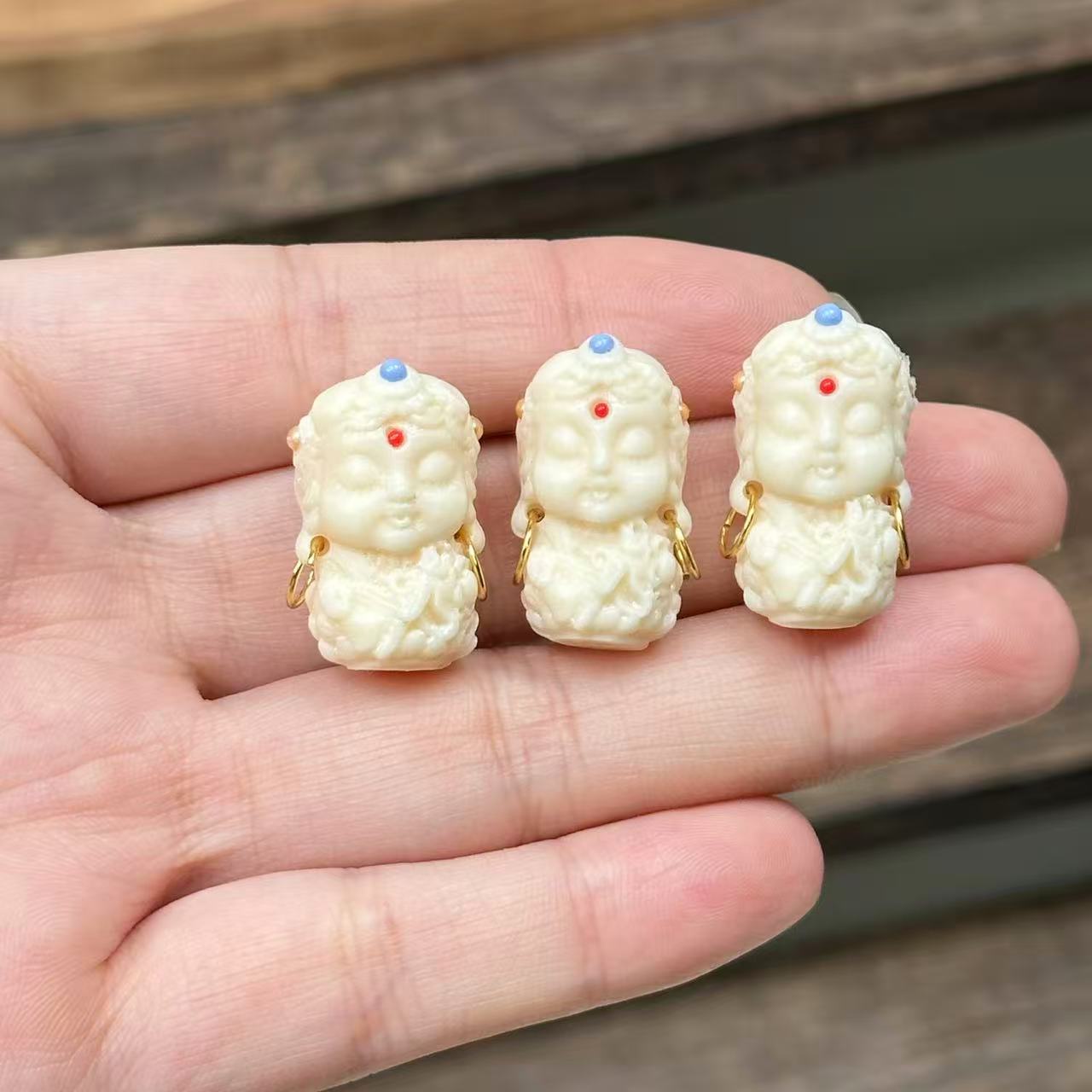 Слоновая кость резьба Тара с прессованными бусинами DIY браслет из плодов бодхи супер милые аксессуары