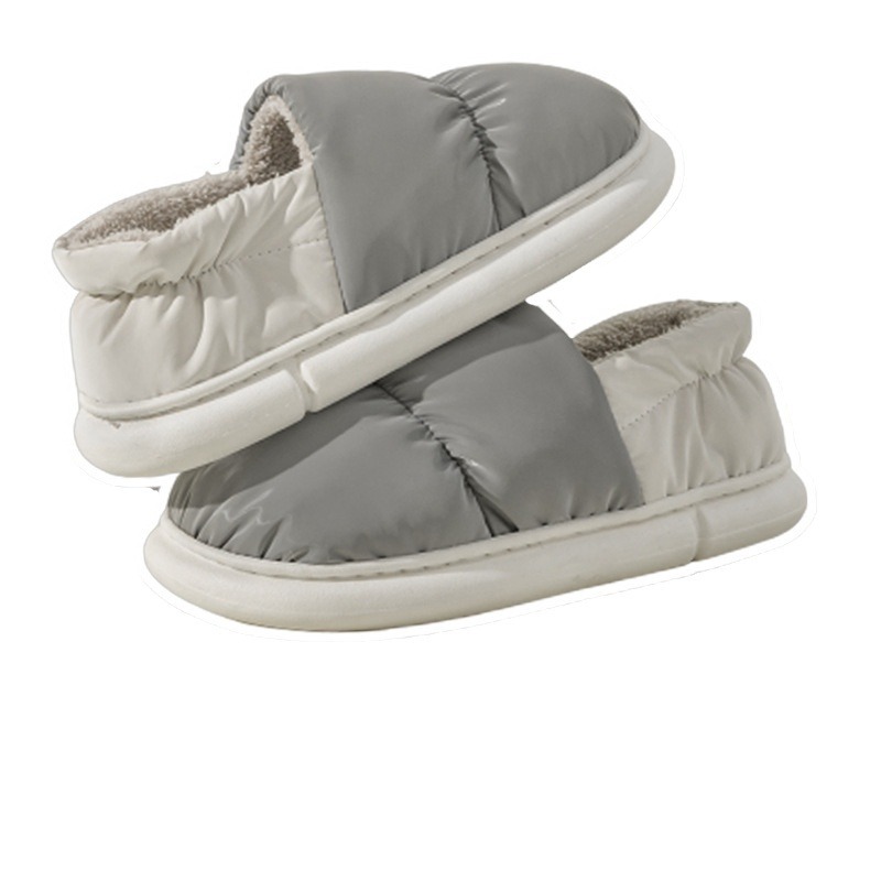 Cotton slippers bag heel home slippers winter women's waterproof down cloth thick shoes non-slip warm cotton shoes men's shoes wholesale