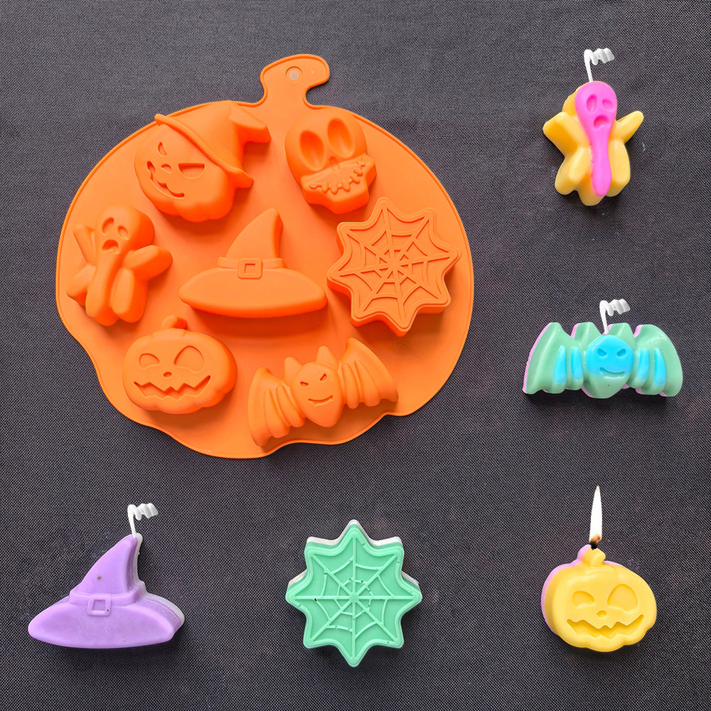 7 even Halloween spider web candle silicone mold suitable for aromatherapy soap handmade DIY mold 541