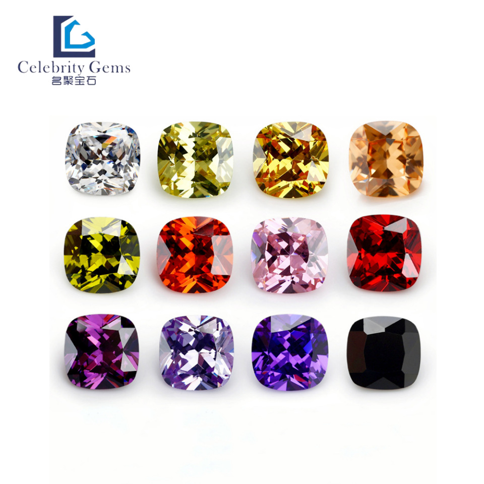 Оптовая продажа, низкая цена, синтетический камень, кубический цирконий, форма подушки, толстый квадрат, инкрустированные ювелирные изделия, необработанный камень