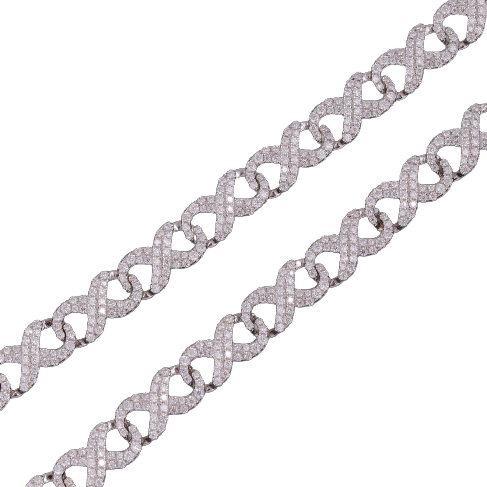 S925 Silver Inlaid Moissanite 8-Shaped Bracelet Cross-Border New European and American Hip-Hop Style Fashion Classic Men's and Women's Bracelets