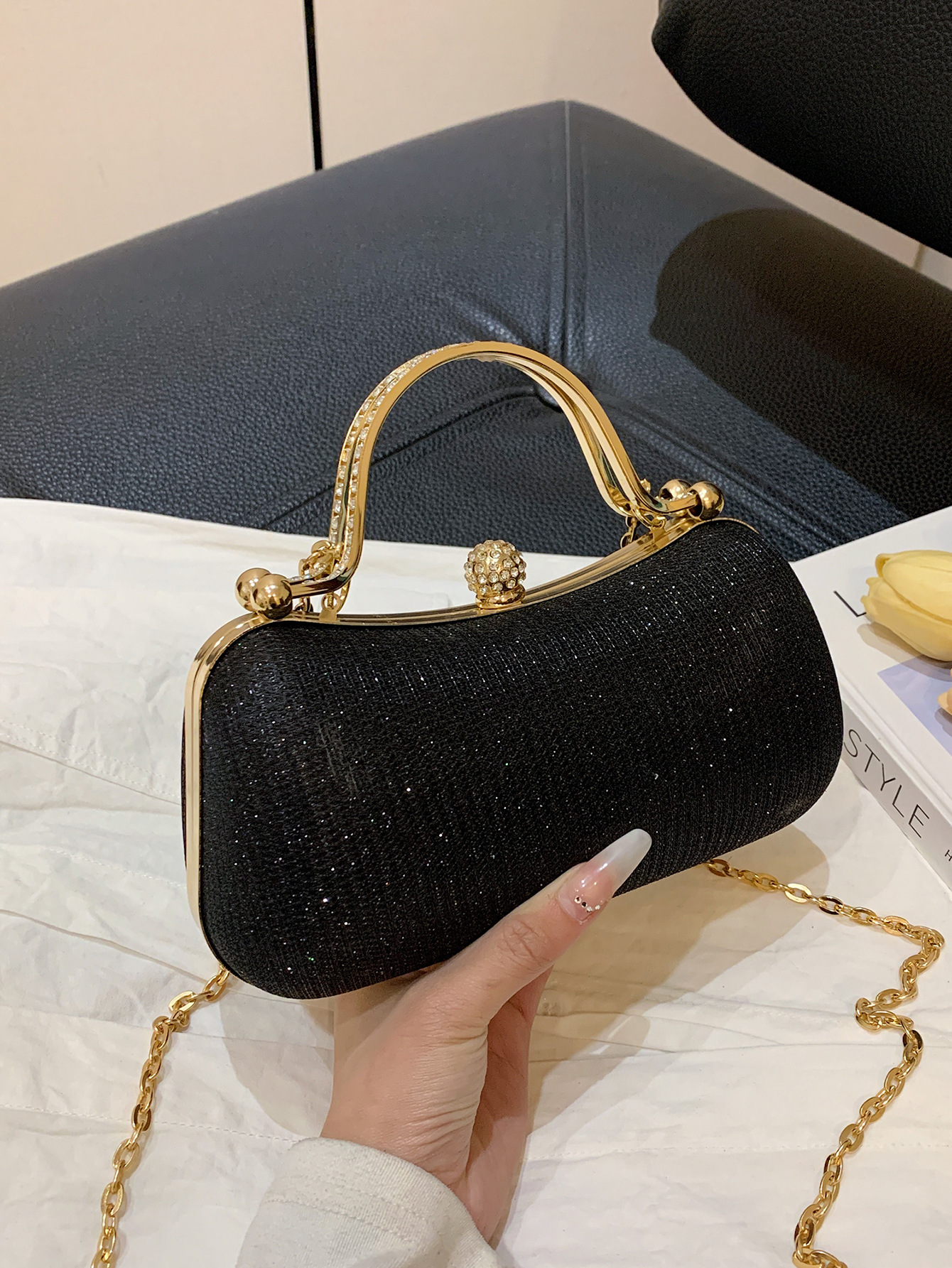 Evening Bag This Year's Popular Women's Texture and Exquisite Women's Bag Simple Lock Small Bag Single Shoulder Crossbody Chain Bag for Women