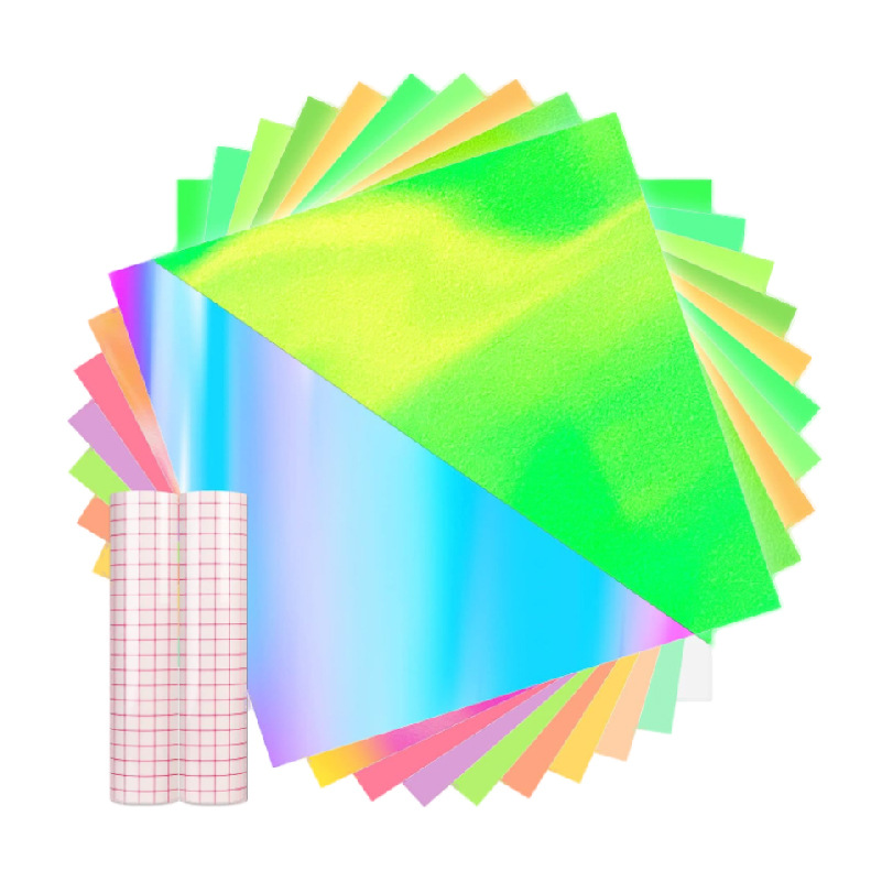 Colorful Reflective Luminous Lettering Film Fluorescent Vinyl Clothing Special Material Heat Transfer Film with Adhesive Customization