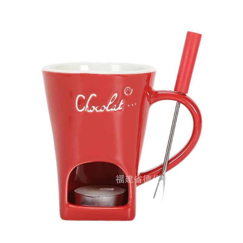 Cross-border solid color medium temperature ceramic chocolate fondue cup cheese chocolate hot melt cup cheese butter heating cup