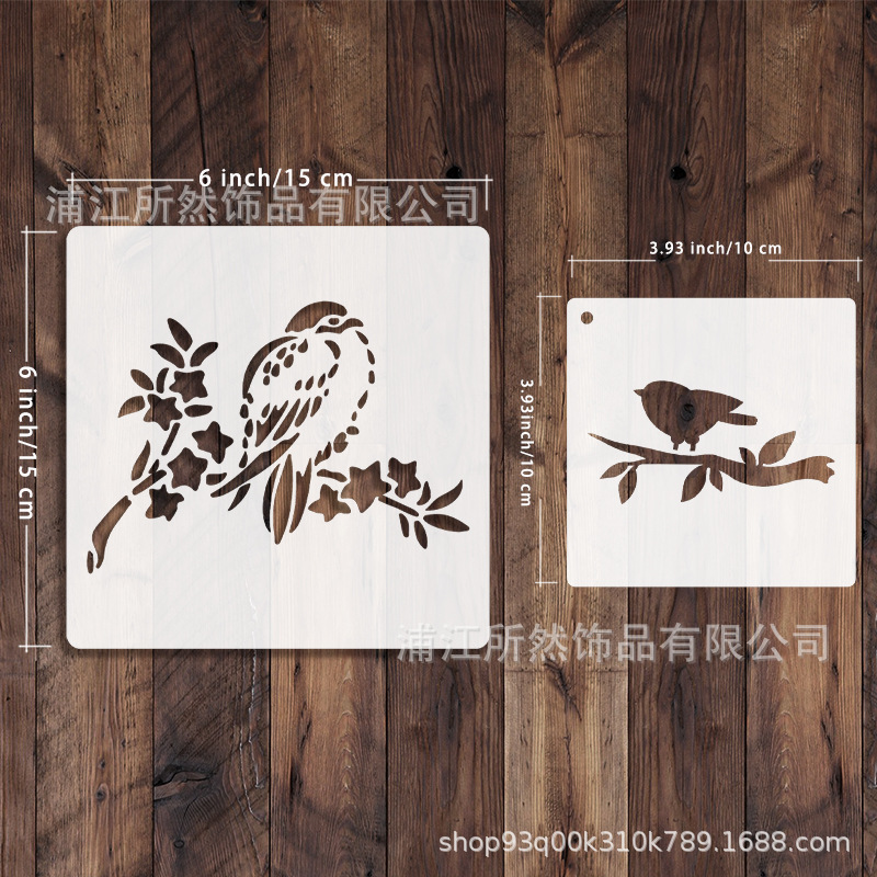 Cross-border bird on 16 branches Chinese style new Chinese creative diy cloth hollow plastic painting hand account template