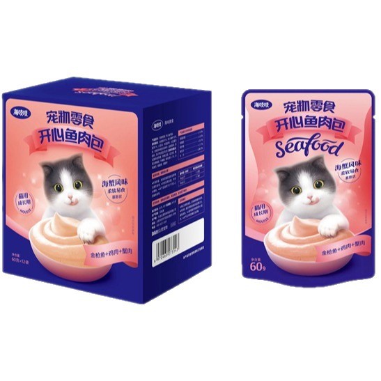 @ Dari cat sea squeaks happy fish meat bag cat wet food bag cat snacks 60g