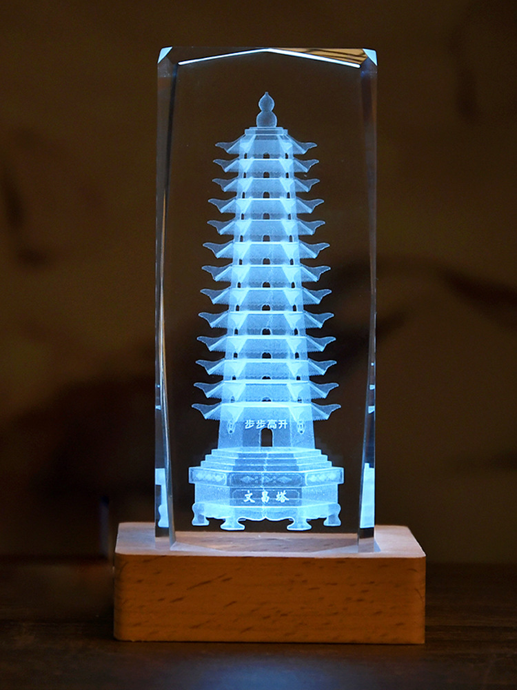 Crystal Nine-layer Thirteen-layer Wenchang Tower Ornaments Office Desktop Ornaments Children's Room Desk Entrance Gratitude Gift