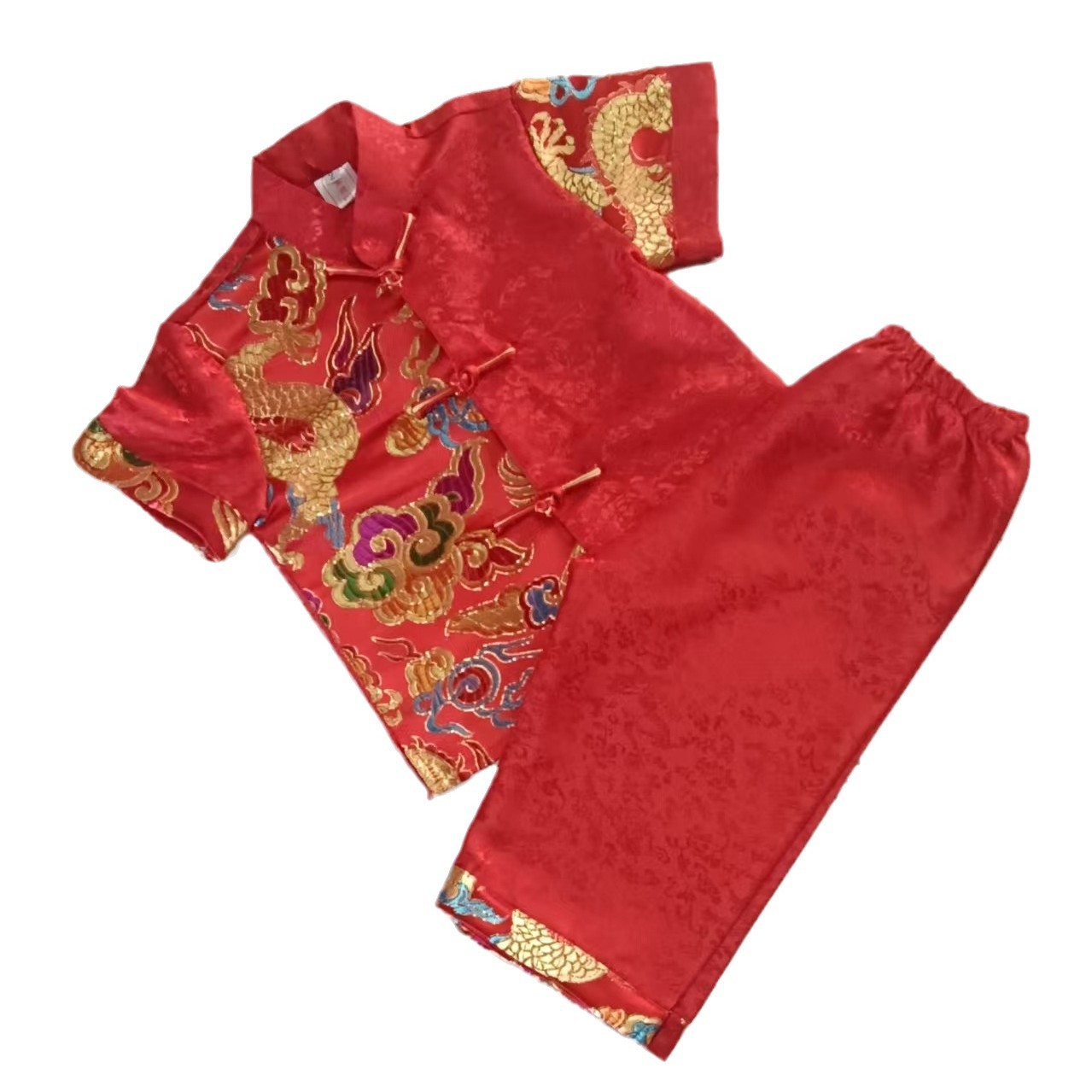 Children's Red Spring, Summer and Autumn Tang Suit Export Big Kidsren's Pants Boys' Suit New Year's Dress Student Performance Clothes