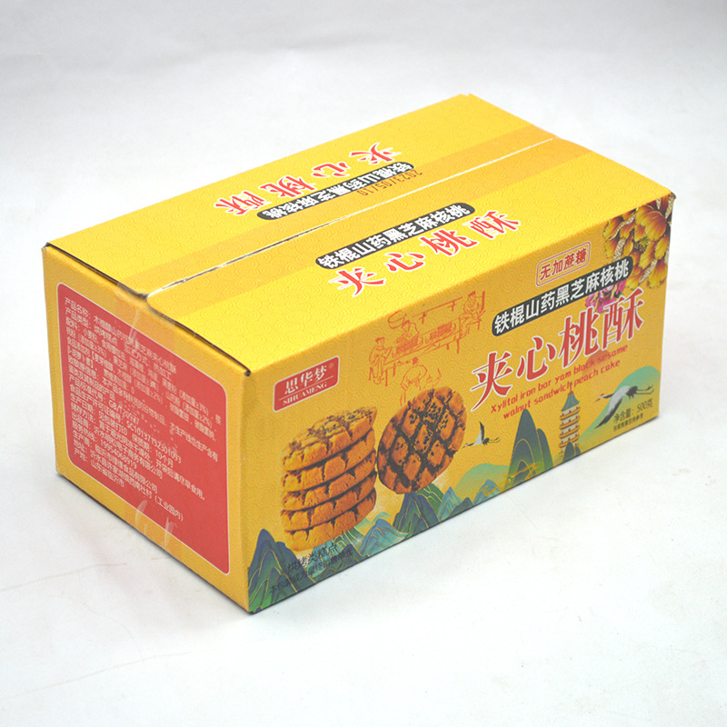 Sihuameng iron stick Yam walnut black sesame sandwich peach cake 500/box