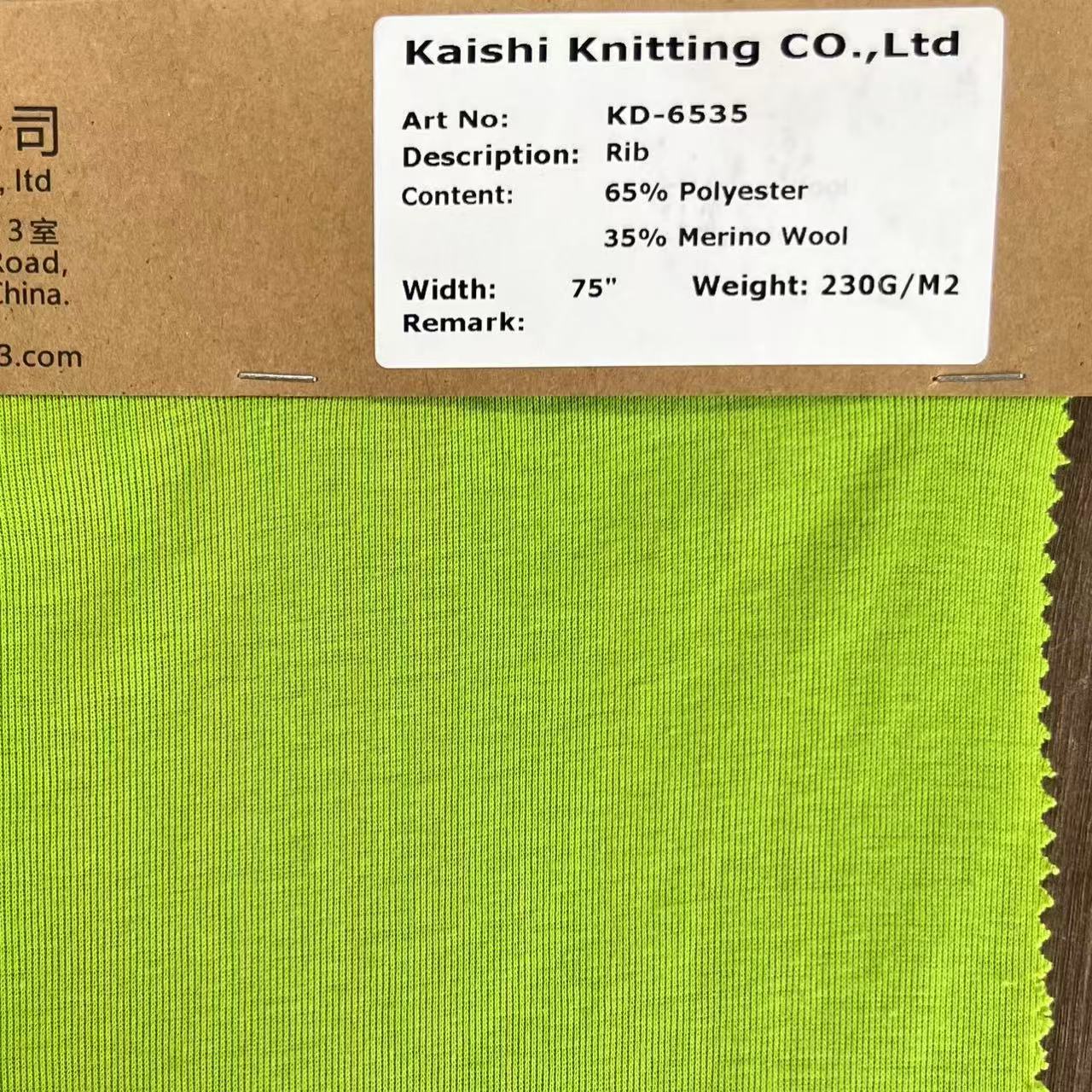 65% Polyester, 35% Merino Wool, 1×1 Ribbed Fabric, Elastic, Anti-Pilling, Breathable, Warm, Antibacterial, Sweat-Absorbent