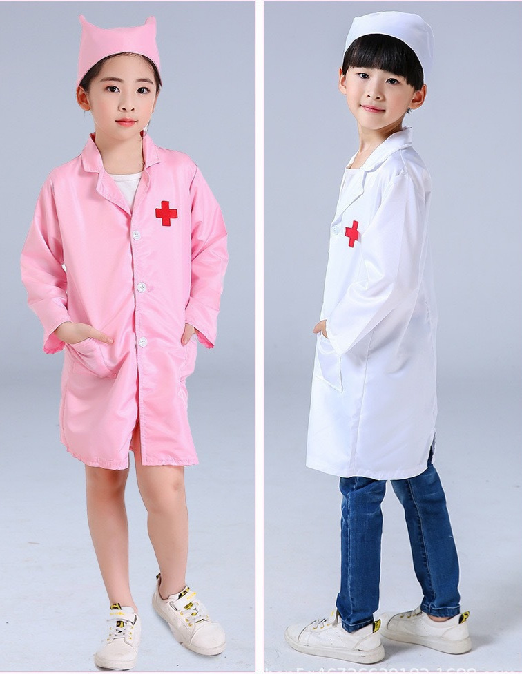Children's Doctor Uniforms, White Coats, Nurse Uniforms, Surgical Uniforms, Dental Oral Professional Role-Playing Uniforms, Scientific Experiment Uniforms
