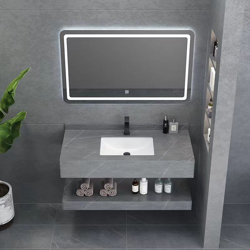Factory Direct Sales Simple Hotel Style Double Layer Slate Bathroom Cabinet Washbasin Washbasin Home Decoration Project