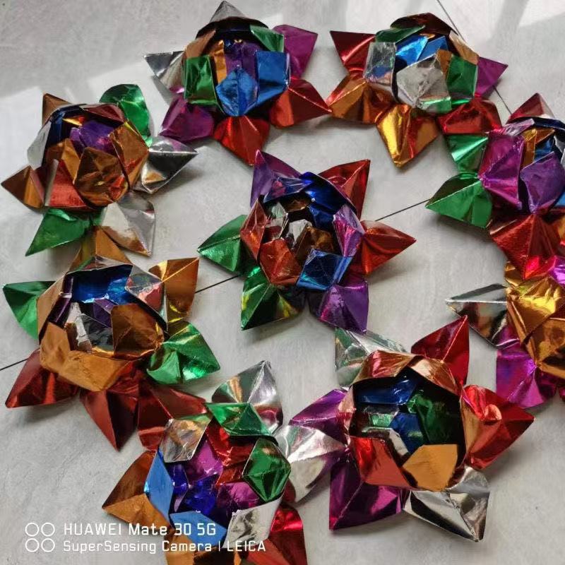 Buddhist Supplies Handmade Folding Nine-Grade Colorful Small Lotus Flower Diameter 18cm Finished Product Delivery Colorful Seven Colors