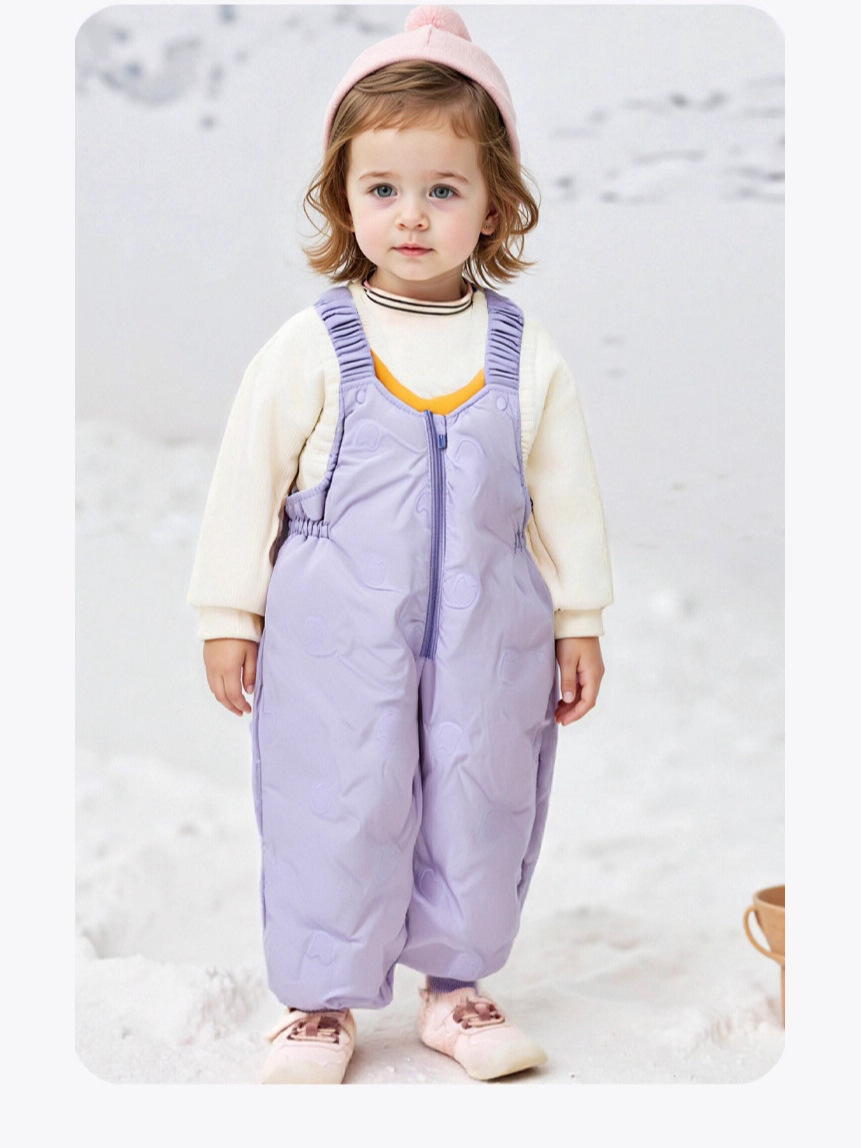 Boys and Girls Three-Proof down Pants Winter New Suspender Pants for Toddlers and Babies Thickeneded Warm White Duck down