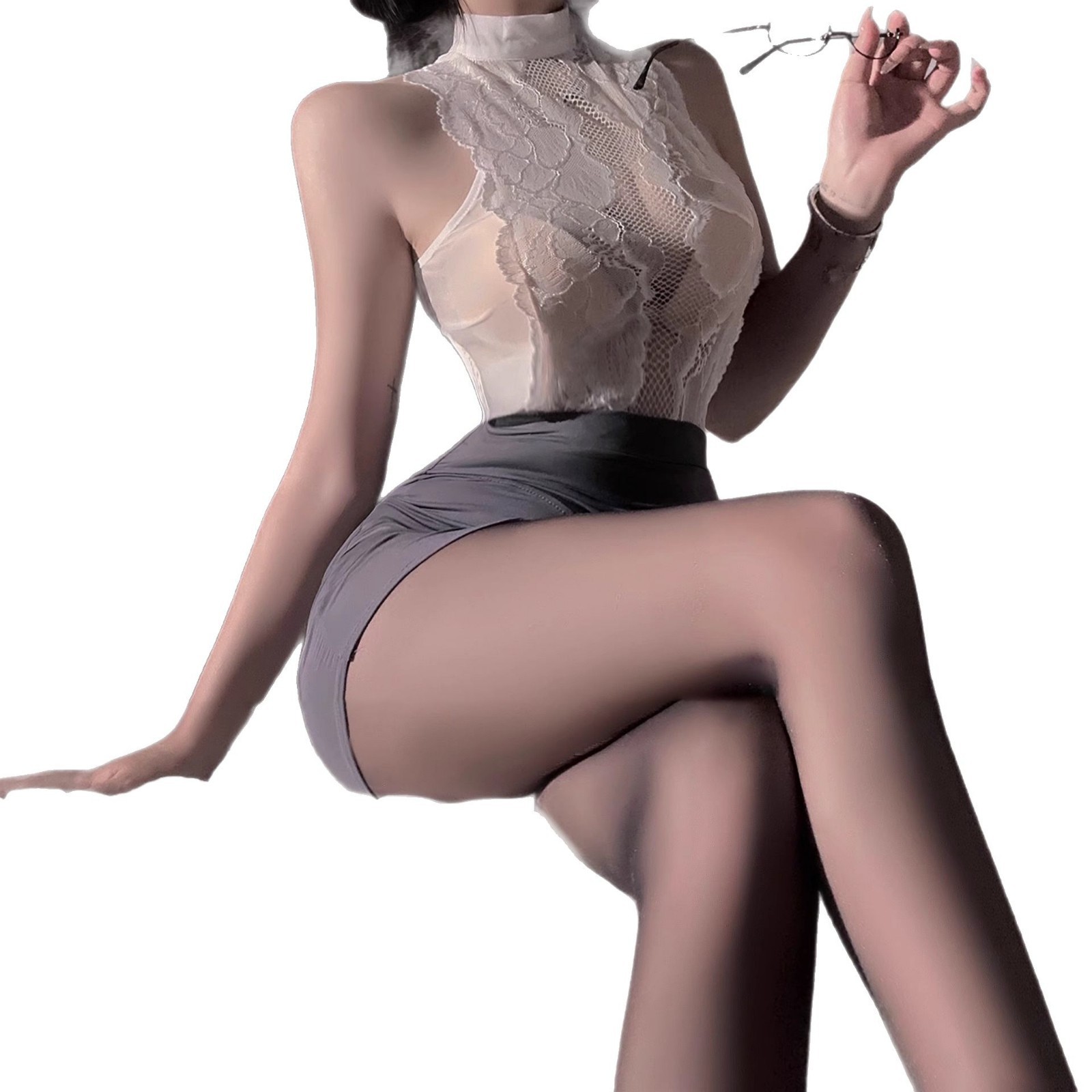 Sexy Lingerie Stewardess Secretary Hip-Hugging Seductive Passionate Temptation Sexy Bra Hollow-Out Uniform Ol Role Play