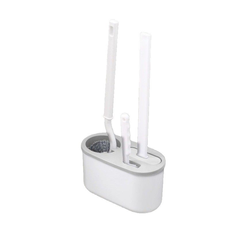 Long-Handled Silicone Toilet Brush with Plastic Wall-Mounted Base, Toilet Cleaning Brush Set, Wall-Mounted Style, Cross-Border Hot Sale